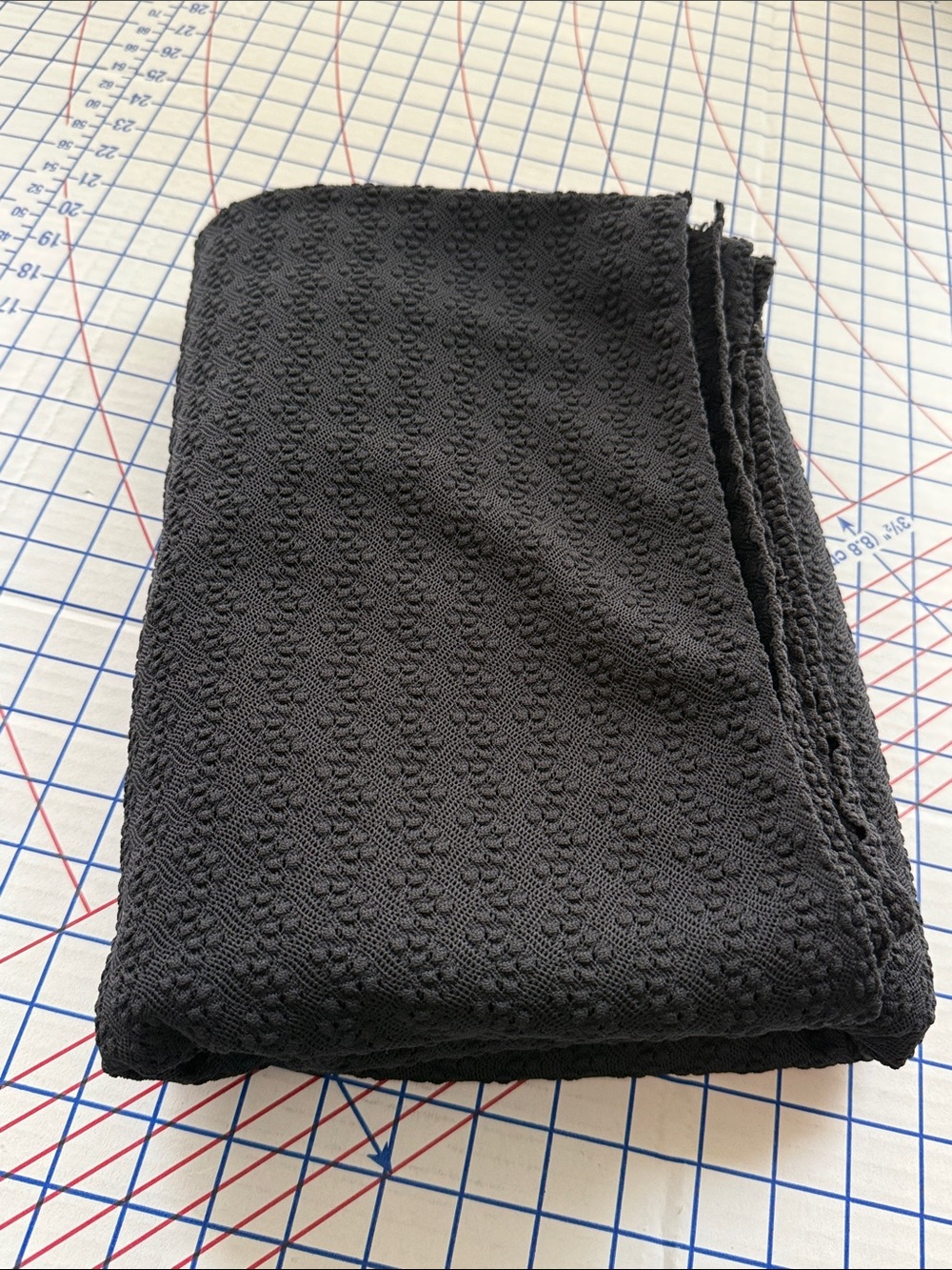 Vintage Black Pointelle Textured Knit Fabric 2.5 Yards x 58” Novelty Knit